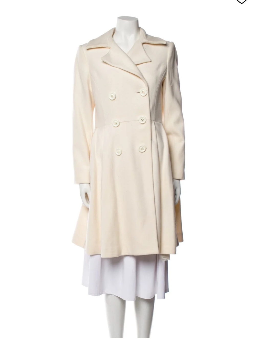 Alice + Olivia Cream Double-Breasted Wool Coat